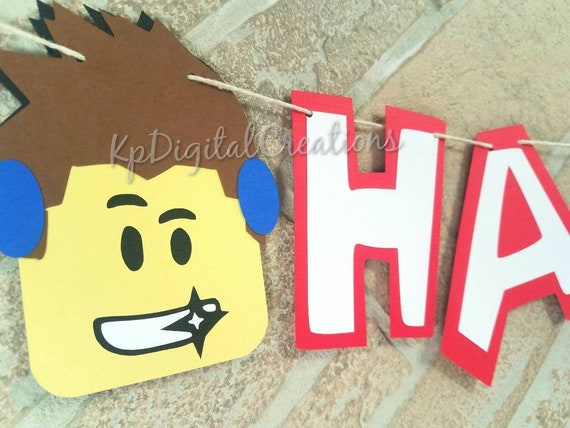 Roblox Birthday Banner Roblox Party Banner Roblox Party Supplies Roblox Happy Birthday Banner Roblox Birthday Roblox Cake Decorations - tg add roblox