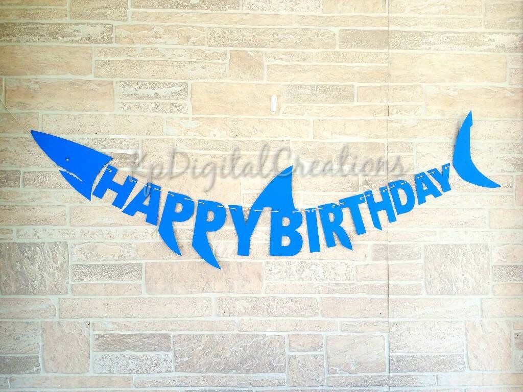 Shark birthday banner shark banner Shark party Shark attack | Etsy