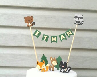 Woodland Cake Topper, Woodland animal Birthday, Baby animals birthday, Woodland Animal baby shower, Enchanted forest, Forest friends, Deer