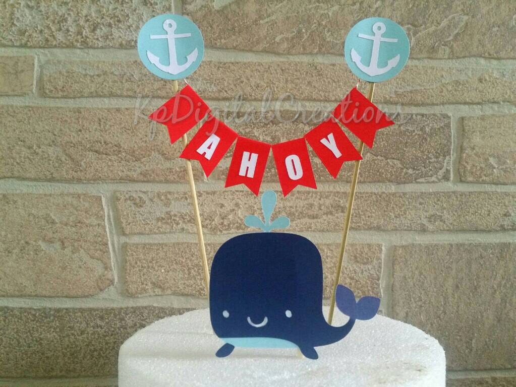 Nautical baby shower Whale cake topper Nautical cake topper Etsy
