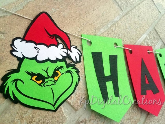 Grinch birthday banner Grinch birthday party banner Grinch | Etsy