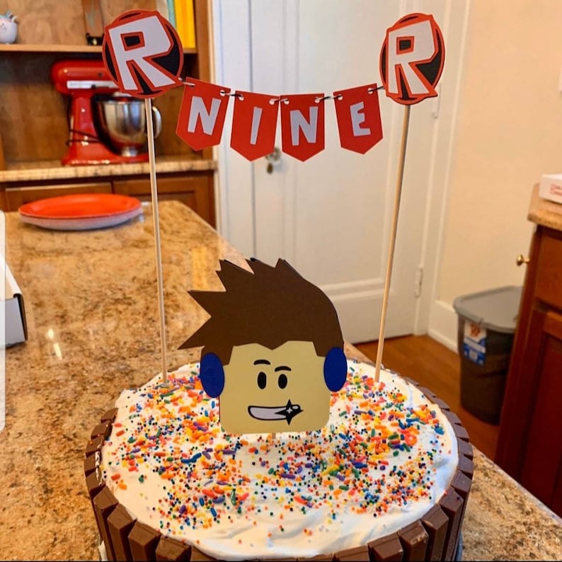 Roblox cake banner Roblox cake topper Roblox birthday Roblox birthday banner Roblox party supplies Roblox birthday decorations