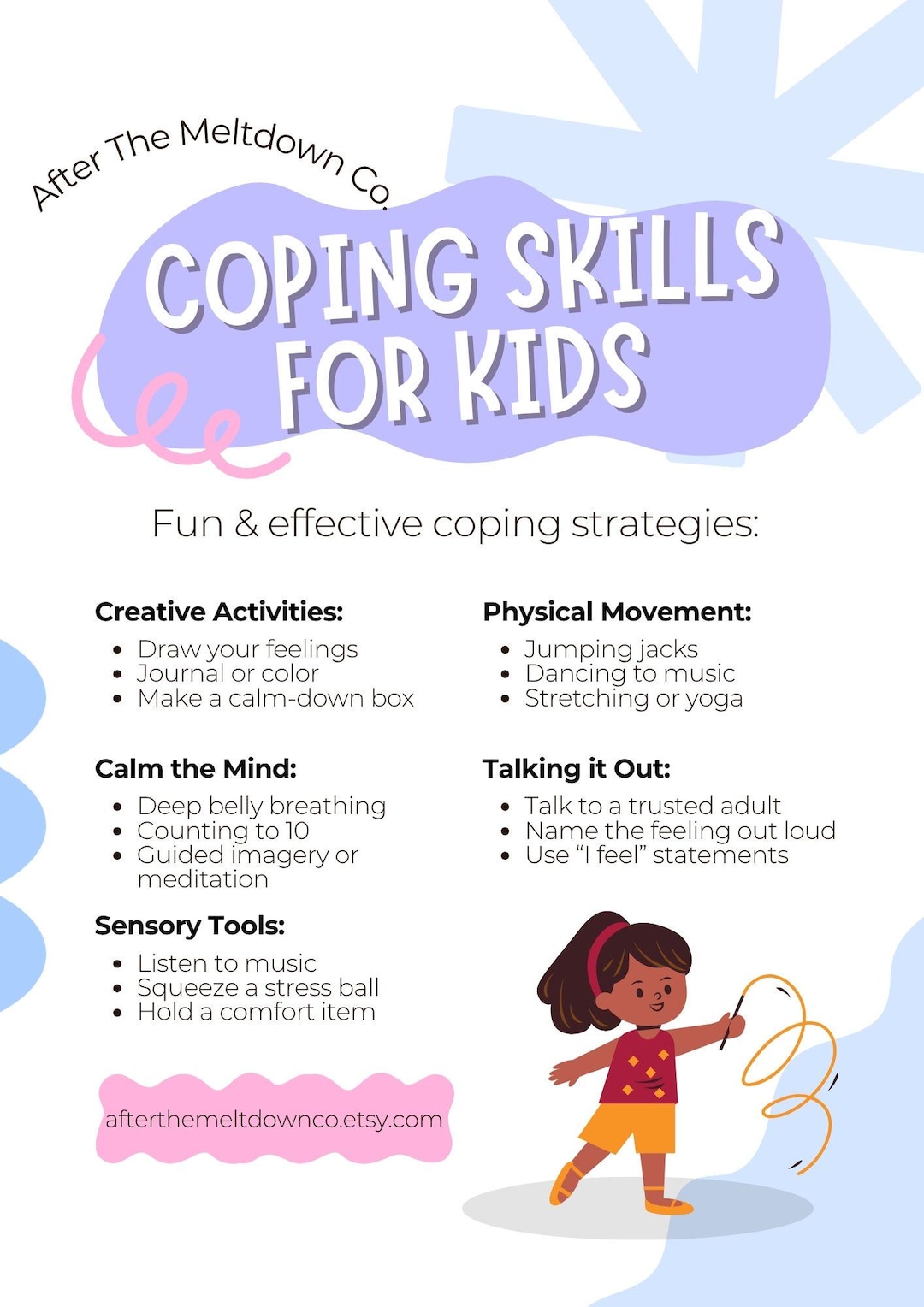 Coping Skills Chart for Kids | Emotional Regulation Strategies ...