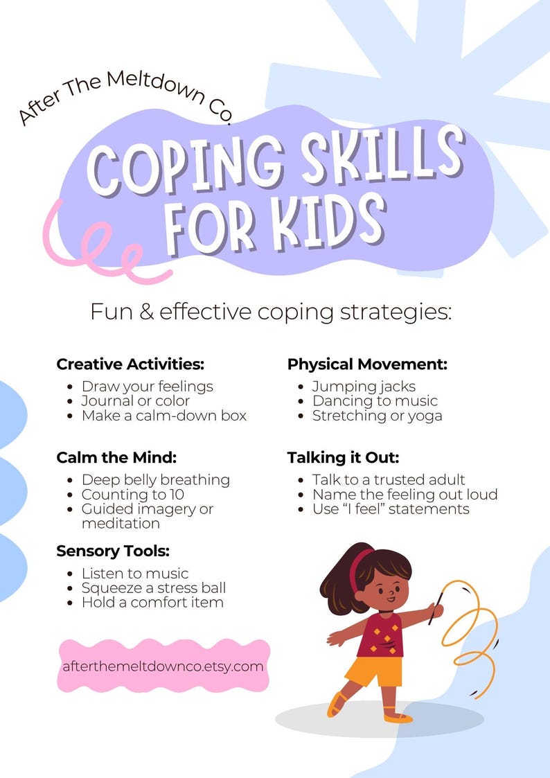 Coping Skills Chart for Kids | Emotional Regulation Strategies ...