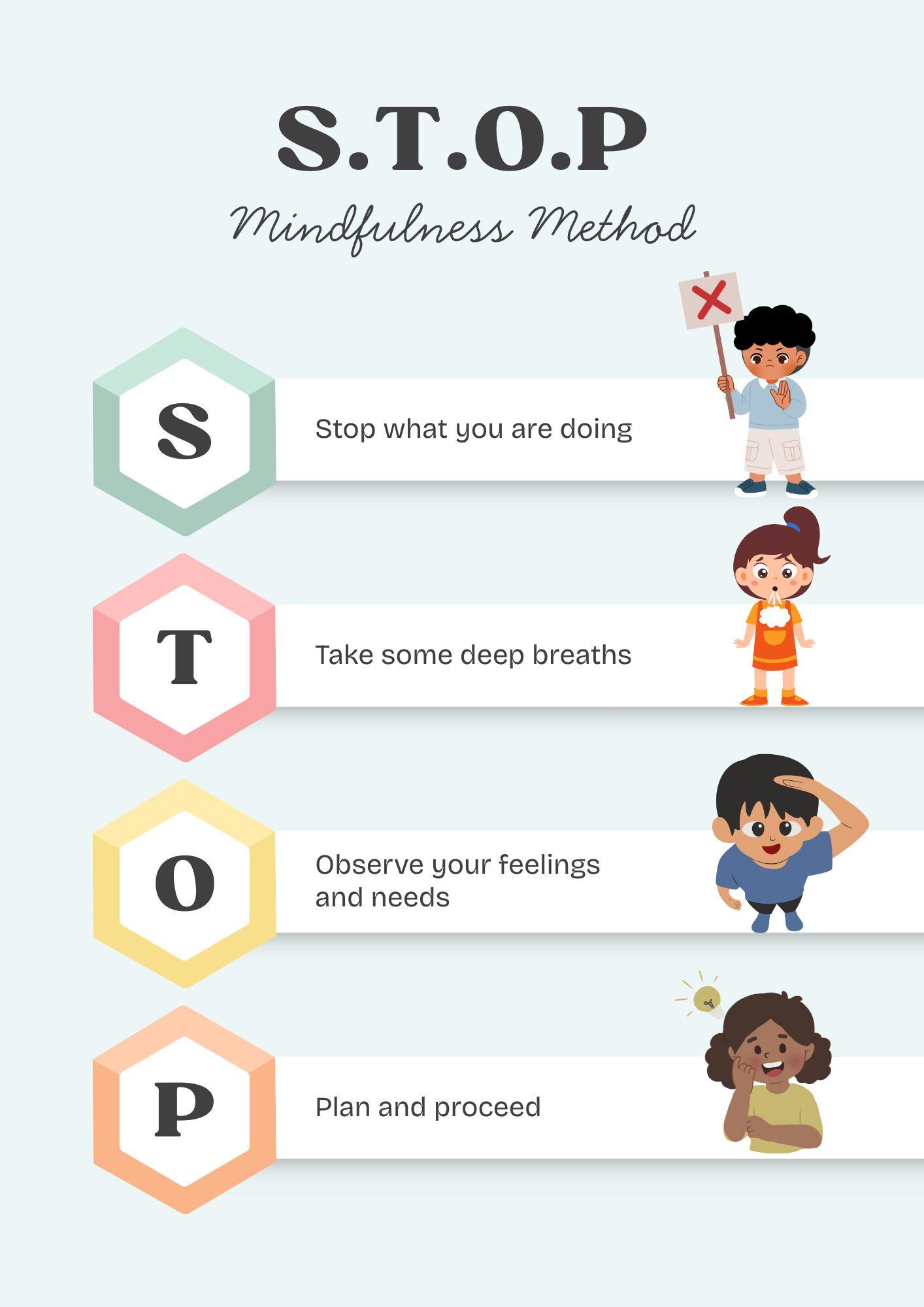 S.T.O.P. Mindfulness Poster | Kids Emotional Regulation Calm Down Tool ...