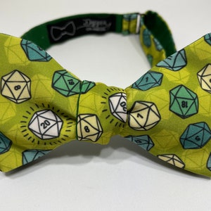 Gaming Dice Bow Tie, Self Tie, Pre Tied, D20, RPG, Dungeons and Dragons, Pathfinder, Roll For Initiative, Role Playing, Dapper On Arrival