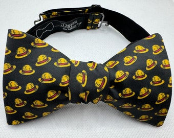 Pirate Hat Bow Tie, Self Tie, Pre Tied, Bowtie, Straw, Treasure, Gold, Anime, Manga, Shonen, Suit and Tie, Wedding, Prom, Dapper On Arrival