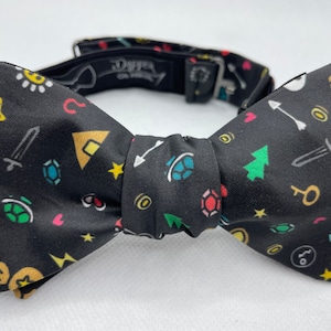 Video Game Bow Tie, Bowtie, Gamer, Gamer Girl, Sword, Nerdy, Gold, Loot, RPG, Geeky, Wedding, Prom, Suit and Tie, Dapper On Arrival