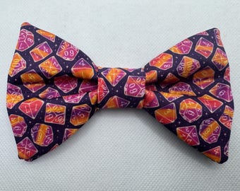 Purple and Orange Gaming Dice Hairbow, Hair Bow, Natural 20, Roll for Initiative, DnD, Dragon, RPG, Gamer, Streamer, Dapper On Arrival