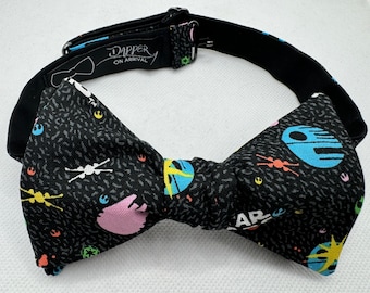 Bow Tie made from Sci Fi Fabric, Star, Self Tie, Pre Tied, Bowtie, Falcon, Death, Empire, Wing, Rebel, Geek, Saber, Dapper On Arrival