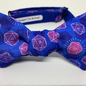 Gaming Dice Bow Tie, Self Tie, Pre Tied, Bowtie, D20, Roll For Initiative, DnD, Pathfinder, Tabletop RPG, Wedding, Groom, Dapper On Arrival