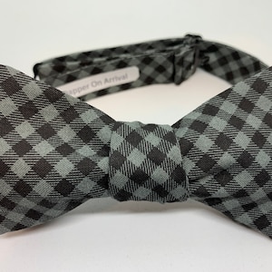 Black Gingham Bow Tie, Self Tie, Pre Tied, Bowtie, Suit and Tie, Gray, Wedding, Groom, Groomsmen, Prom, Dressy Casual, Dapper On Arrival