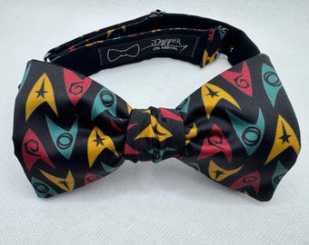 Star Trek Bow Tie made with Fan Made Fabric, Trekkie, Enterprise, Self-Tie, Pre-Tied, Dapper On Arrival