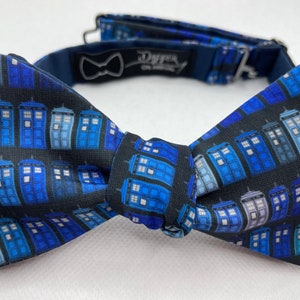 Bow Tie made from Police Box Fabric, Self Tie, Geeky, Bowtie, Allonsy, Geronimo, Bow Ties Are Cool, Who, Wedding, Groom, Dapper On Arrival