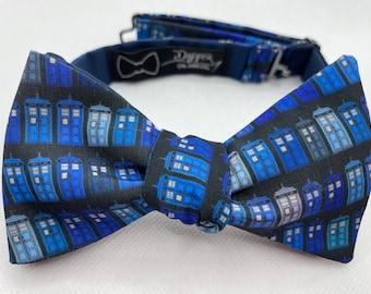 Bow Tie made from Police Box Fabric, Self Tie, Geeky, Bowtie, Allonsy, Geronimo, Bow Ties Are Cool, Who, Wedding, Groom, Dapper On Arrival