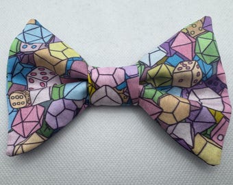 Gaming Dice Hairbow, Pastel, Hair Bow, Bright Pink, D20, Roll for Initiative, Natural 20, Dungeons and Dragons, Gamer,  Dapper On Arrival