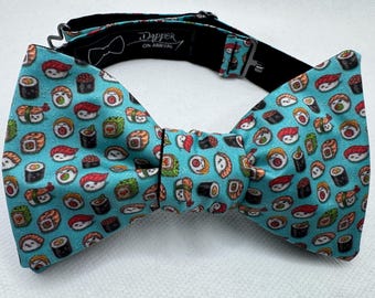 Kawaii Sushi Bow Tie, Self Tie, Pre Tied, Japanese Themed, Sashimi, Dapper On Arrival
