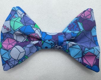 Gaming Dice Hairbow, Hair Bow, Bright Blue, Teal, Bow Tie, D20, Natural 20, Roll for Initiative, DnD, Baldur's, Gamer, Dapper On Arrival