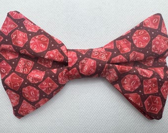 Red Gaming Dice Hairbow, Hair Bow, Fire, Ruby, D20, Roll for Initiative, Critical, Natural 20, RPG, Gamer, Dragon, Clip, Dapper On Arrival