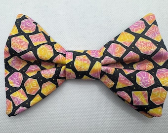 Pink and Yellow Gaming Dice Hairbow, Hairbow, Pink Lemonade, D20, Critical Roll, Roll for Initiative, Natural 20, Gift, Dapper On Arrial