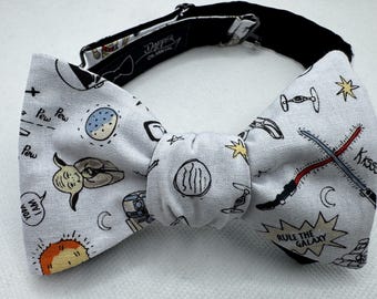 Sci Fi Bow Tie, made from licensed Star Wars fabric, Self Tie, Pre Tied, Bowtie, Dapper on Arrival