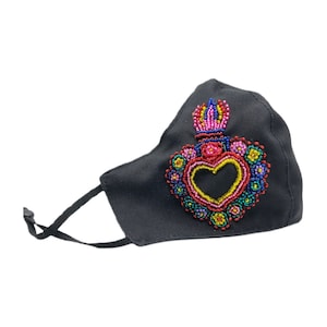 Embroidered Colored Heart Face Mask