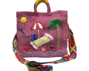 Handmade Henequen Beach Bag: Mexican Artisan Embroidered Tote
