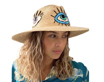 Embroidered straw hat