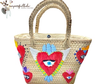 Mexican heart medium bucket palm handbag