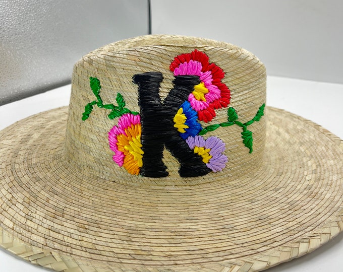 Personalized straw hat . Embroidered straw hat. Personalized hat