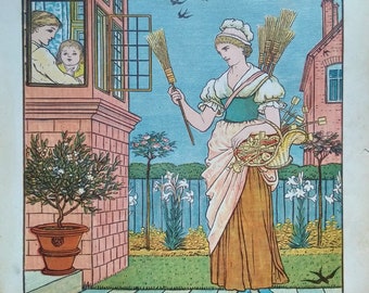 c1880 Antique Print by Walter Crane from The Baby's Bouquet by Edmund Evans Children, Rhymes