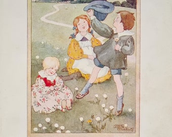 1913 Original Antique Print • The Dandy Andy Book • Anne Anderson • Dandelion Messengers • Nursery Art • Children's Illustration