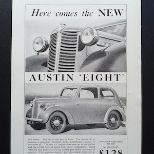 1939 Original Vintage Advertisement The New Austin Eight car