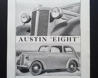 1939 Original Vintage Advertisement The New Austin Eight car