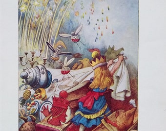 1962 Original Vintage Print from 'Alice Through The Looking Glass' by Lewis Carroll Illustrated by John Tenniel published by Macmillan