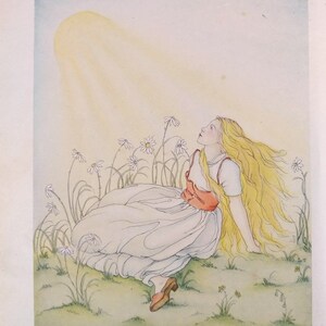 1937 Vintage Print &#39;Mother Holle&#39; by Brothers Grimm, artwork by Brünhild Schlötter, Fairy tale, Children&#39;s, Nursery