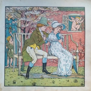 c1880 Antique Print by Walter Crane from The Baby&#39;s Bouquet by Edmund Evans Children, Rhymes