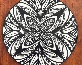 Hand Painted Siapo on Wood