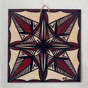 Samoan Siapo Tapa Wood Print - Polynesian Tapa Art