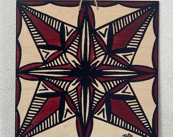 Samoan Siapo Tapa Wood Print - Polynesian Tapa Art