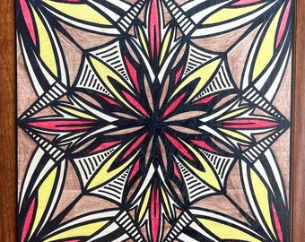 Samoan Siapo Tapa Print on Wood - Polynesian Tapa