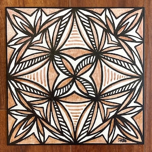 Samoan Tapa Siapo Print on Wood - Polynesian Tapa