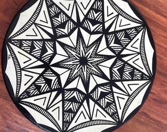 Lazy Susan Hand Painted Siapo on Wood