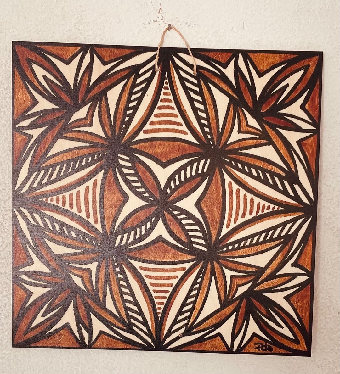 Samoan Siapo Print on Wood Polynesian Tapa Etsy