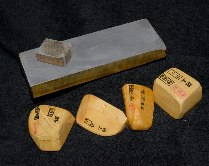 Jnat Straight Razor Hone Kit 1 Shobudani Awasedo, Tomo, 4 Piece Mikawa