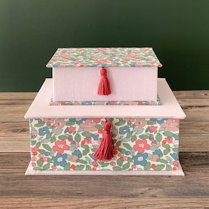 Handmade Fabric Book shaped Box 2 size set with Liberty of London fabric 1 image 1