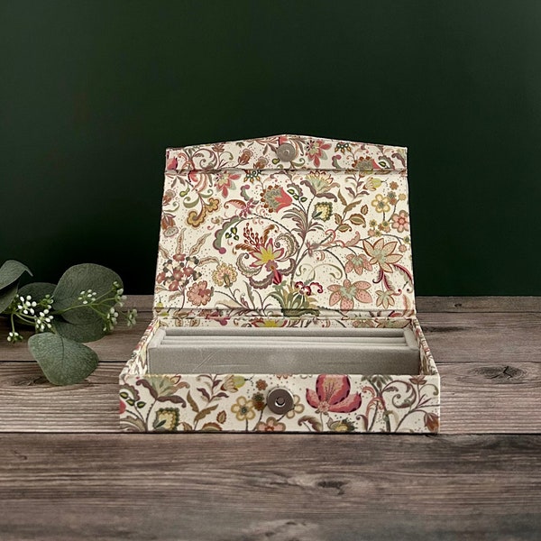 Handmade Fabric Jewelry Box with Liberty of London fabric - Long #7