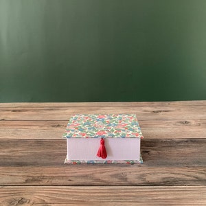 Handmade Fabric Book shaped Box 2 size set with Liberty of London fabric 1 image 3