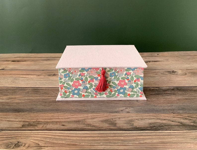 Handmade Fabric Book shaped Box 2 size set with Liberty of London fabric 1 image 6