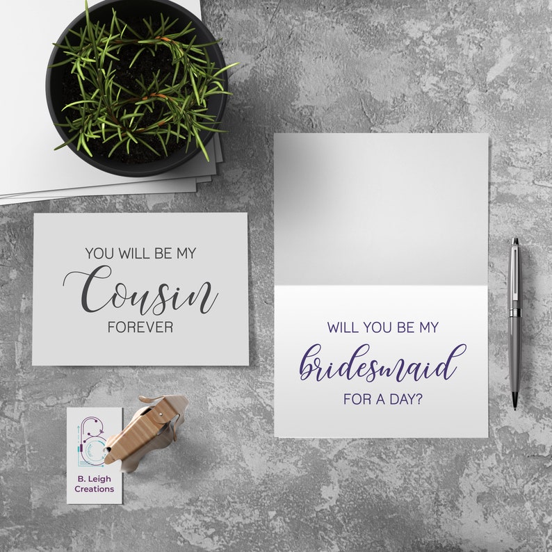 Cousin Bridal Party Proposal Card Flat or Folded With | Etsy